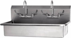 SANI-LAV - 37" Long x 16-1/2" Wide Inside, 1 Compartment, Grade 304 Stainless Steel Hand Sink-Wall Mount - 16 Gauge, 40" Long x 20" Wide x 18" High Outside, 8" Deep - Industrial Tool & Supply