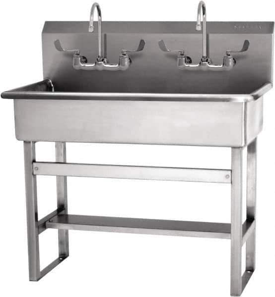 SANI-LAV - 37" Long x 16-1/2" Wide Inside, 1 Compartment, Grade 304 Stainless Steel Hands Free Hand Sink - 16 Gauge, 40" Long x 20" Wide x 45" High Outside, 8" Deep - Industrial Tool & Supply