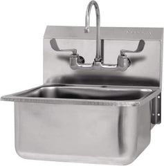 SANI-LAV - 19" Long x 16" Wide Inside, 1 Compartment, Grade 304 Stainless Steel Hand Sink-Wall Mount - 18 Gauge, 21" Long x 20" Wide x 24" High Outside, 10" Deep - Industrial Tool & Supply