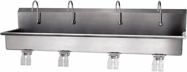 SANI-LAV - 77" Long x 16-1/2" Wide Inside, 1 Compartment, Grade 304 Stainless Steel Hands Free Hand Sink - 16 Gauge, 80" Long x 20" Wide x 18" High Outside, 8" Deep - Industrial Tool & Supply