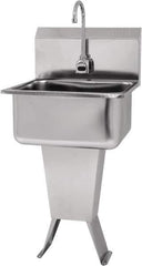 SANI-LAV - 19" Long x 16" Wide Inside, 1 Compartment, Grade 304 Stainless Steel Hands Free Hand Sink - 18 Gauge, 21" Long x 20" Wide x 46" High Outside, 10" Deep - Industrial Tool & Supply