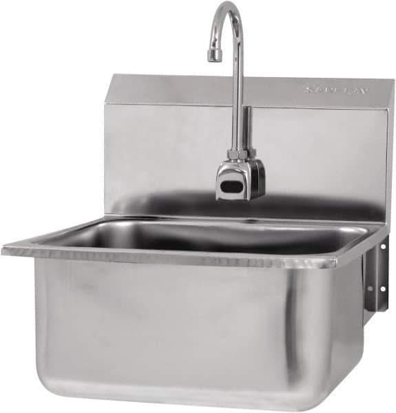 SANI-LAV - 19" Long x 16" Wide Inside, 1 Compartment, Grade 304 Stainless Steel Hands Free Hand Sink - 18 Gauge, 21" Long x 20" Wide x 24" High Outside, 10" Deep - Industrial Tool & Supply