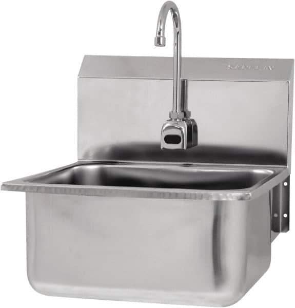 SANI-LAV - 19" Long x 16" Wide Inside, 1 Compartment, Grade 304 Stainless Steel Hands Free Hand Sink - 18 Gauge, 21" Long x 20" Wide x 24" High Outside, 10" Deep - Industrial Tool & Supply