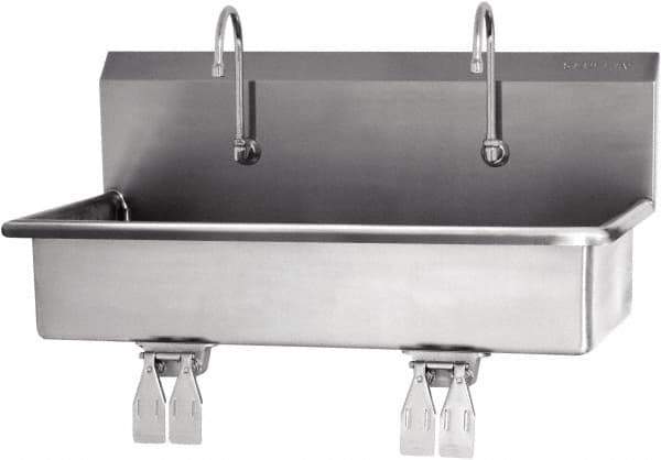 SANI-LAV - 37" Long x 16-1/2" Wide Inside, 1 Compartment, Grade 304 Stainless Steel Hands Free Hand Sink - 16 Gauge, 40" Long x 20" Wide x 18" High Outside, 8" Deep - Industrial Tool & Supply