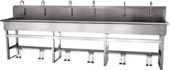 SANI-LAV - 117" Long x 16-1/2" Wide Inside, 1 Compartment, Grade 304 Stainless Steel Hands Free Hand Sink - 16 Gauge, 120" Long x 20" Wide x 45" High Outside, 8" Deep - Industrial Tool & Supply