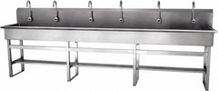 SANI-LAV - 117" Long x 16-1/2" Wide Inside, 1 Compartment, Grade 304 Stainless Steel Hands Free Hand Sink - 16 Gauge, 120" Long x 20" Wide x 45" High Outside, 8" Deep - Industrial Tool & Supply