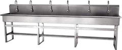 SANI-LAV - 117" Long x 16-1/2" Wide Inside, 1 Compartment, Grade 304 Stainless Steel Hands Free Hand Sink - 16 Gauge, 120" Long x 20" Wide x 45" High Outside, 8" Deep - Industrial Tool & Supply