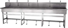 SANI-LAV - 117" Long x 16-1/2" Wide Inside, 1 Compartment, Grade 304 Stainless Steel Hands Free Hand Sink - 16 Gauge, 120" Long x 20" Wide x 45" High Outside, 8" Deep - Industrial Tool & Supply