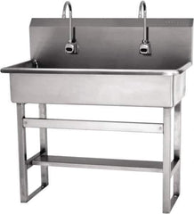 SANI-LAV - 57" Long x 16-1/2" Wide Inside, 1 Compartment, Grade 304 Stainless Steel Hands Free Hand Sink - 16 Gauge, 40" Long x 20" Wide x 45" High Outside, 8" Deep - Industrial Tool & Supply