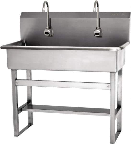 SANI-LAV - 37" Long x 16-1/2" Wide Inside, 1 Compartment, Grade 304 Stainless Steel Hands Free Hand Sink - 16 Gauge, 40" Long x 20" Wide x 45" High Outside, 8" Deep - Industrial Tool & Supply