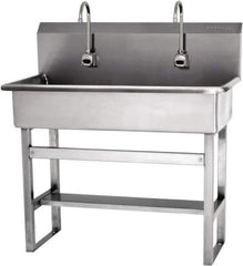 SANI-LAV - 37" Long x 16-1/2" Wide Inside, 1 Compartment, Grade 304 Stainless Steel Hands Free Hand Sink - 16 Gauge, 40" Long x 20" Wide x 45" High Outside, 8" Deep - Industrial Tool & Supply