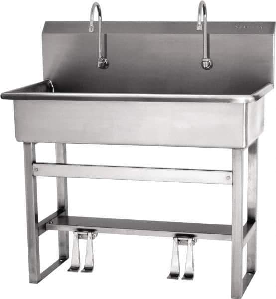 SANI-LAV - 37" Long x 16-1/2" Wide Inside, 1 Compartment, Grade 304 Stainless Steel Hands Free Hand Sink - 16 Gauge, 40" Long x 20" Wide x 45" High Outside, 8" Deep - Industrial Tool & Supply