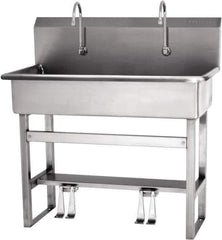 SANI-LAV - 37" Long x 16-1/2" Wide Inside, 1 Compartment, Grade 304 Stainless Steel Hands Free Hand Sink - 16 Gauge, 40" Long x 20" Wide x 45" High Outside, 8" Deep - Industrial Tool & Supply