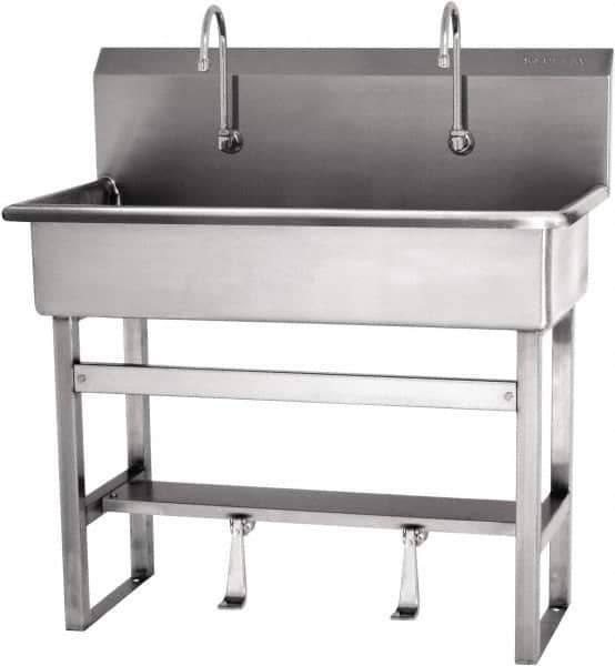 SANI-LAV - 37" Long x 16-1/2" Wide Inside, 1 Compartment, Grade 304 Stainless Steel Hands Free Hand Sink - 16 Gauge, 40" Long x 20" Wide x 45" High Outside, 8" Deep - Industrial Tool & Supply