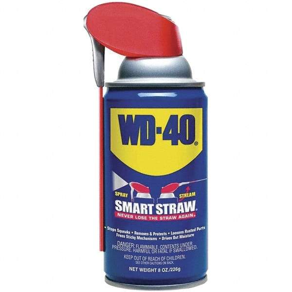 WD-40 - 8 oz Multi-Use Product with Smart Straw, Sprays 2 Ways - Multi-Purpose Lubricant: Stop Squeaks, Removes & Protects, Loosens Rusted Parts, Free Sticky Mechanisms, Drives Out Moisture - Industrial Tool & Supply