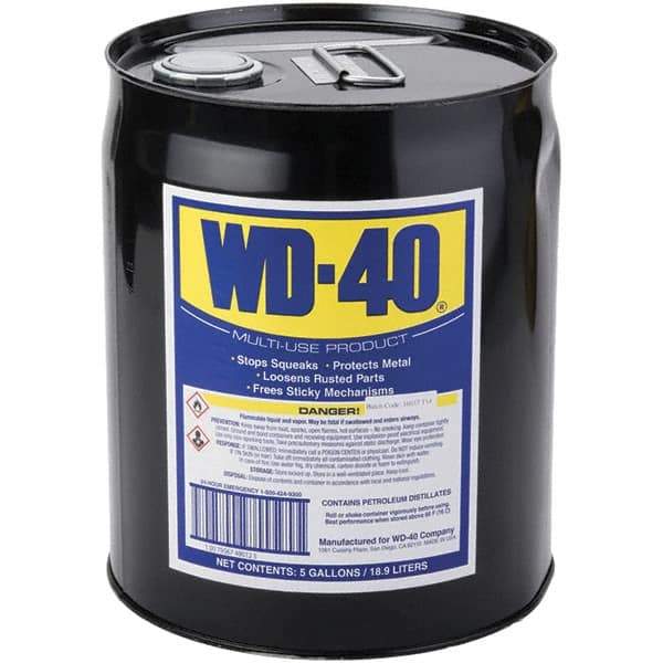 WD-40 - 5 Gal Pail Multi-Use Product - Bulk, Liquid, Stop Squeaks, Removes & Protects, Loosens Rusted Parts, Free Sticky Mechanisms, Drives Out Moisture - Industrial Tool & Supply