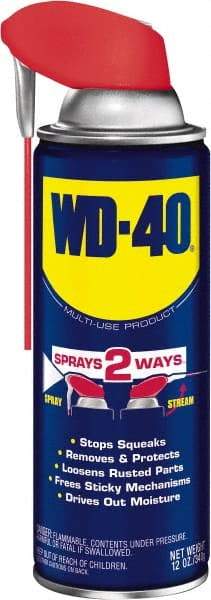 WD-40 - 12 oz Multi-Use Product with Smart Straw, Sprays 2 Ways - Multi-Purpose Lubricant: Stop Squeaks, Removes & Protects, Loosens Rusted Parts, Free Sticky Mechanisms, Drives Out Moisture - Industrial Tool & Supply