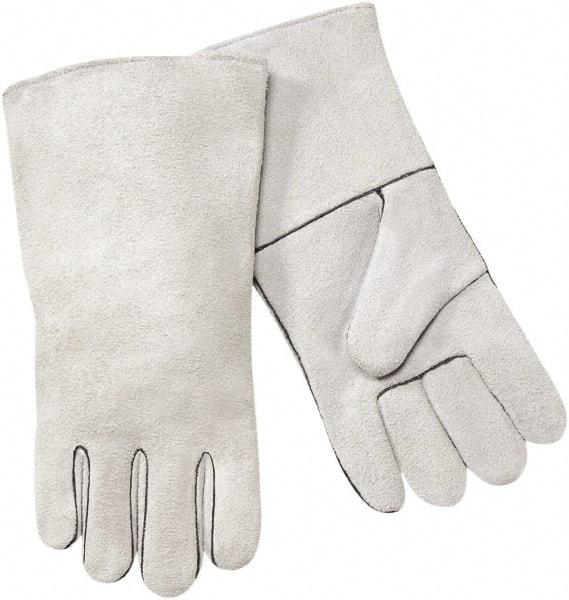 Steiner - Size L Cotton Lined Cowhide Welding Glove - 13-1/2" OAL, Gauntlet Cuff, Thumb Strap, For General Welding - Industrial Tool & Supply
