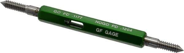 GF Gage - #6-32, Class 3B, Double End Plug Thread Go/No Go Gage - Hardened Tool Steel, Size 00 Handle Included - Industrial Tool & Supply