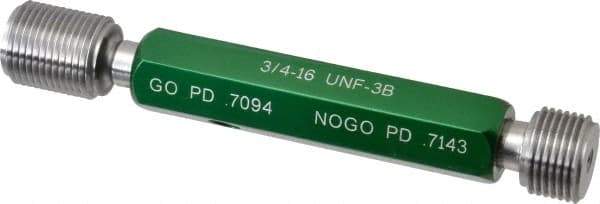 GF Gage - 3/4-16, Class 3B, Double End Plug Thread Go/No Go Gage - Hardened Tool Steel, Size 3 Handle Included - Industrial Tool & Supply