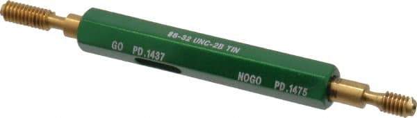 GF Gage - #8-32, Class 2B, Double End Plug Thread Go/No Go Gage - High Speed Steel, Size 0 Handle Included - Industrial Tool & Supply