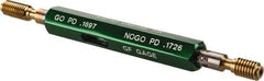 GF Gage - #10-32, Class 3B, Double End Plug Thread Go/No Go Gage - High Speed Steel, Size 0 Handle Included - Industrial Tool & Supply