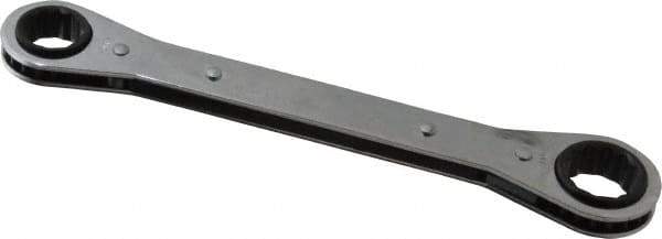 Proto - 5/8" x 3/4" 12 Point Ratcheting Box Wrench - Double End, 1-5/8" Head Diam x 1/2" Head Thickness, 8-1/8" OAL, Steel, Chrome Finish - Industrial Tool & Supply