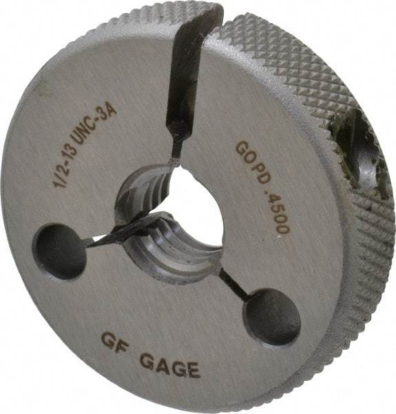 GF Gage - 1/2-13 Go Single Ring Thread Gage - Class 3A - Industrial Tool & Supply