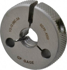 GF Gage - 1/2-13 Go Single Ring Thread Gage - Class 3A - Industrial Tool & Supply