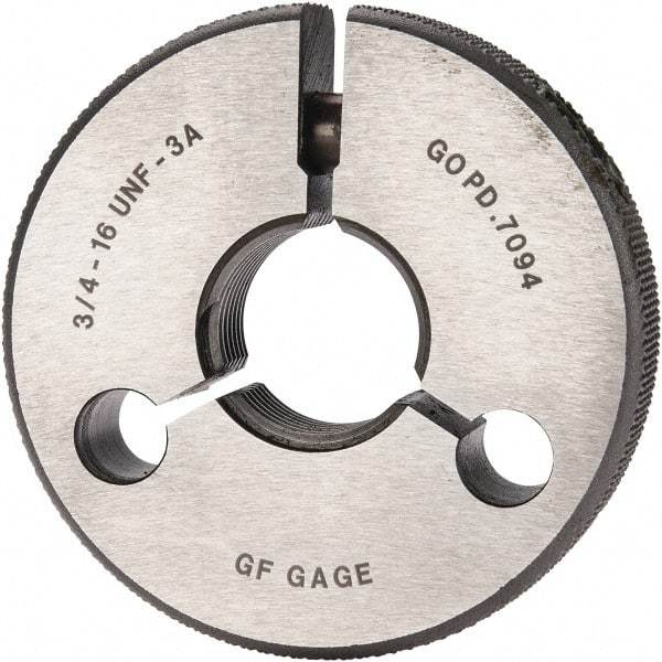GF Gage - 3/4-16 Go Single Ring Thread Gage - Class 3A - Industrial Tool & Supply