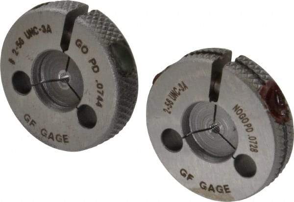 GF Gage - 2-56 Go/No Go Double Ring Thread Gage - Class 3A - Industrial Tool & Supply