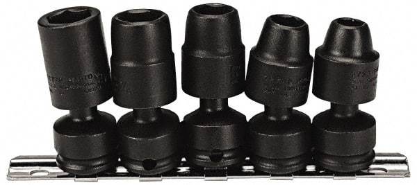 Proto - 5 Piece 3/8" Drive Impact Socket Set - 6 Points, 3/8" to 5/8" Range, Inch Measurement Standard - Industrial Tool & Supply