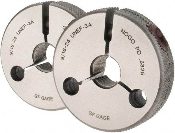 GF Gage - 9/16-24 Go/No Go Double Ring Thread Gage - Class 3A - Industrial Tool & Supply