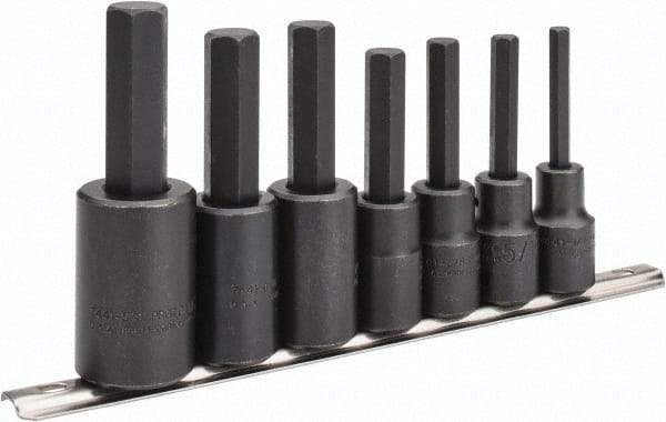 Proto - 7 Piece 1/2" Drive Inch Impact Hex Bit Socket Set - 1/4 to 5/8" Hex - Industrial Tool & Supply