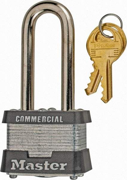 Master Lock - 2" Shackle Clearance, Keyed Alike Laminated Steel Padlock - 9/32" Shackle Diam, Laminated Steel - Industrial Tool & Supply