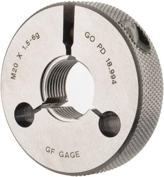 GF Gage - M20x1.5 Go Single Ring Thread Gage - Class 6G - Industrial Tool & Supply