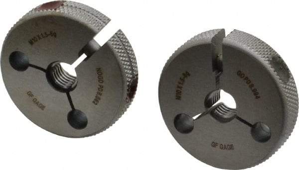 GF Gage - M10x1.5 Go/No Go Double Ring Thread Gage - Class 6G - Industrial Tool & Supply