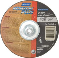 Norton - 30 Grit, 9" Wheel Diam, 1/8" Wheel Thickness, Type 27 Depressed Center Wheel - Ceramic, 6,600 Max RPM, Compatible with Angle Grinder - Industrial Tool & Supply