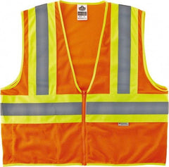 Ergodyne - Size 4X/5XL High Visibility Orange Mesh General Purpose Vest - 58 to 64" Chest, ANSI/ISEA 107, Zipper Closure, 1 Pocket, Polyester - Industrial Tool & Supply