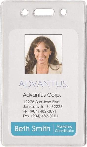 ADVANTUS - Clip-On Badge Holder - Clear - Industrial Tool & Supply