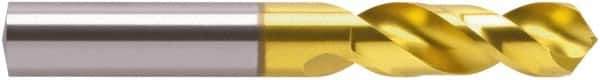 Guhring - 31/64" 118° Spiral Flute Cobalt Screw Machine Drill Bit - TiN Finish, Right Hand Cut, 51mm Flute Length, 102mm OAL, Four Facet, Split Point, Straight Shank - Industrial Tool & Supply