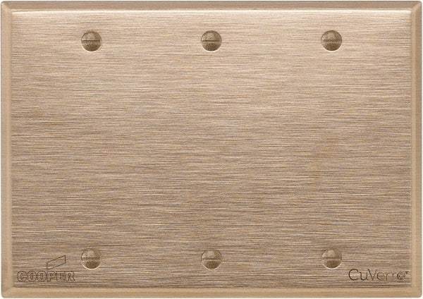 Cooper Wiring Devices - 3 Gang, 4-1/2 Inch Long, Standard Blank Wall Plate - Blank, Rose, Antimicrobial Copper - Industrial Tool & Supply