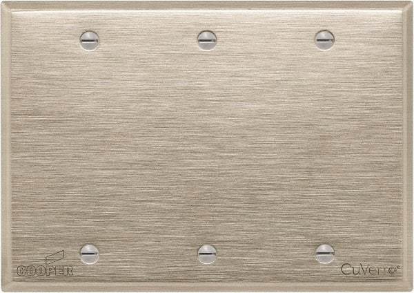 Cooper Wiring Devices - 3 Gang, 4-1/2 Inch Long, Standard Blank Wall Plate - Blank, White Bronze, Antimicrobial Copper - Industrial Tool & Supply