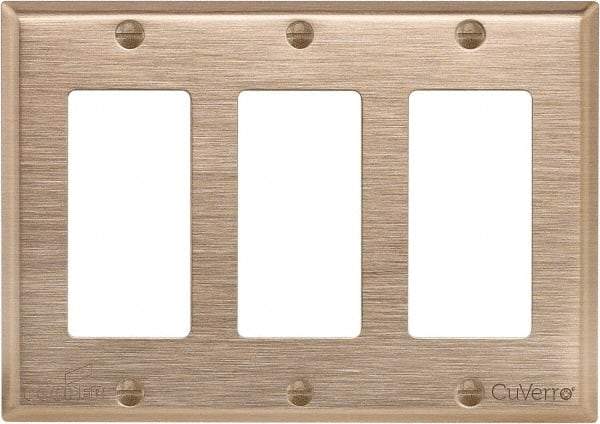 Cooper Wiring Devices - 3 Gang, 4-1/2 Inch Long, Standard Switch Plate - Decorator Switch, Rose, Antimicrobial Copper - Industrial Tool & Supply