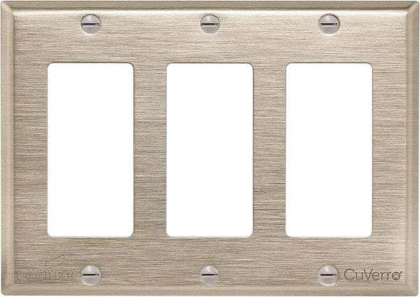 Cooper Wiring Devices - 3 Gang, 4-1/2 Inch Long, Standard Switch Plate - Decorator Switch, White Bronze, Antimicrobial Copper - Industrial Tool & Supply