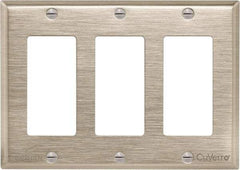 Cooper Wiring Devices - 3 Gang, 4-1/2 Inch Long, Standard Switch Plate - Decorator Switch, White Bronze, Antimicrobial Copper - Industrial Tool & Supply