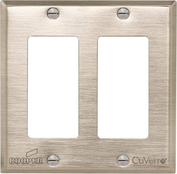 Cooper Wiring Devices - 2 Gang, 4-1/2 Inch Long, Standard Switch Plate - Decorator Switch, White Bronze, Antimicrobial Copper - Industrial Tool & Supply