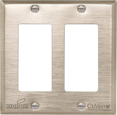 Cooper Wiring Devices - 2 Gang, 4-1/2 Inch Long, Standard Switch Plate - Decorator Switch, White Bronze, Antimicrobial Copper - Industrial Tool & Supply