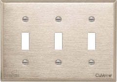 Cooper Wiring Devices - 3 Gang, 4-1/2 Inch Long, Standard Switch Plate - Toggle Switch, White Bronze, Antimicrobial Copper - Industrial Tool & Supply