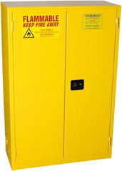PRO-SAFE - 2 Door, 2 Shelf, Yellow Steel Standard Safety Cabinet for Flammable and Combustible Liquids - 65" High x 43" Wide x 18" Deep, Self Closing Door, 3 Point Key Lock, 45 Gal Capacity - Industrial Tool & Supply